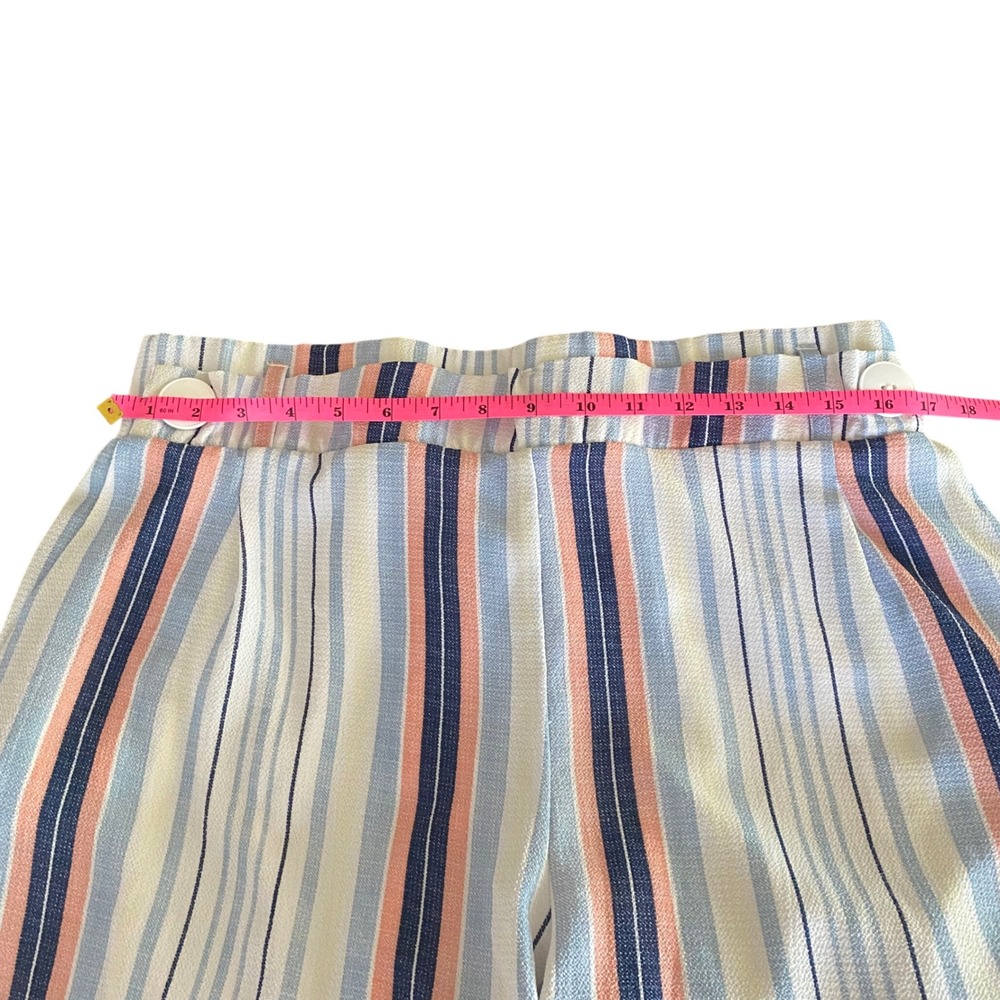 Studio JPR Womens XL Wide Leg Crop Pants Blue Pink Striped Nautical Button Trim - Picture 8 of 11